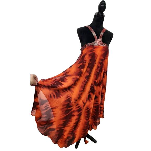 Michael Kors Runway Silk Chiffon Red Snakeskin Strap Harness dress Gown Size 12 - Picture 6 of 14